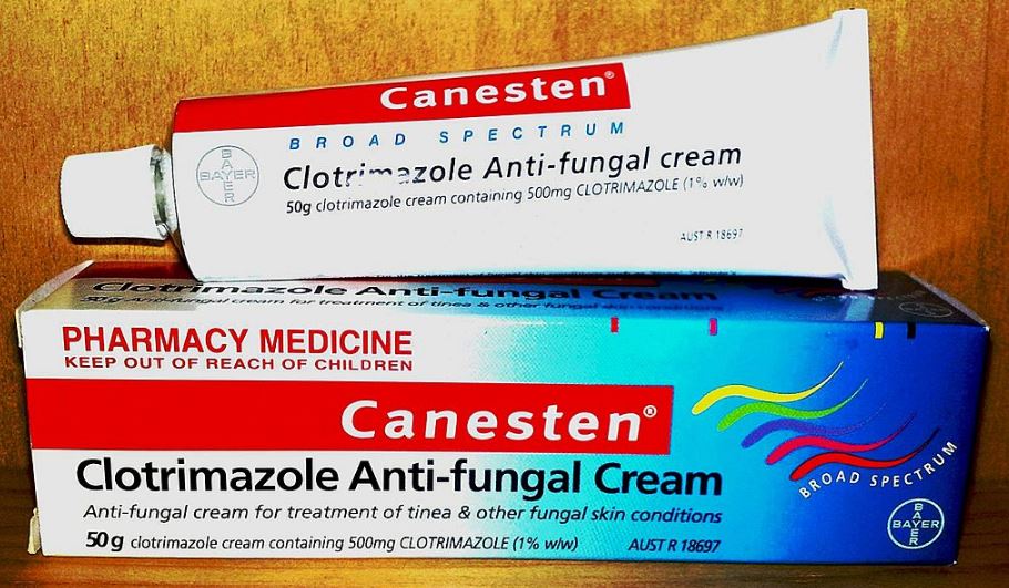 an anti-fungal cream on top of its box