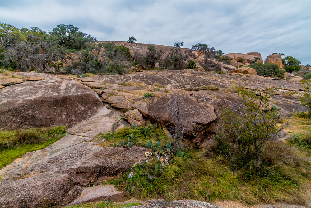 Beautiful large slabs of granite rock at Enchanted Rock, Texas