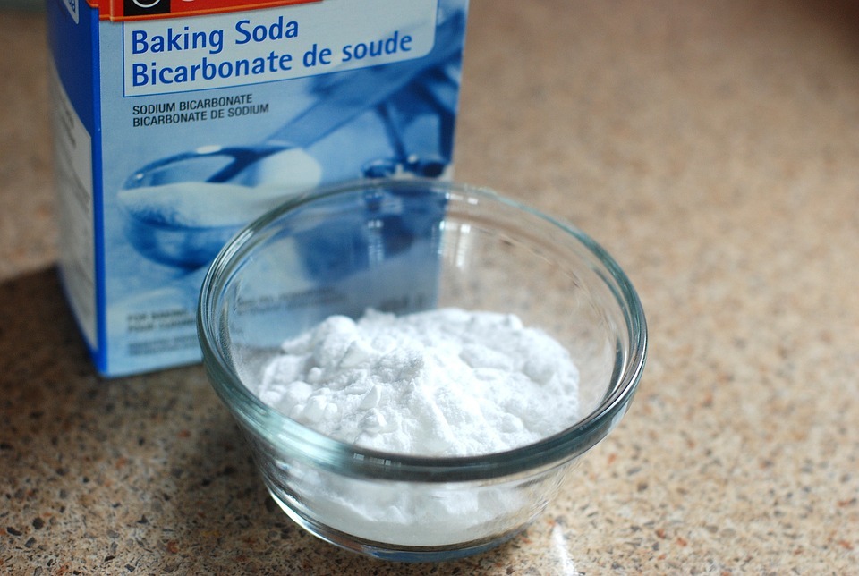 Baking soda powder on a small bowl
