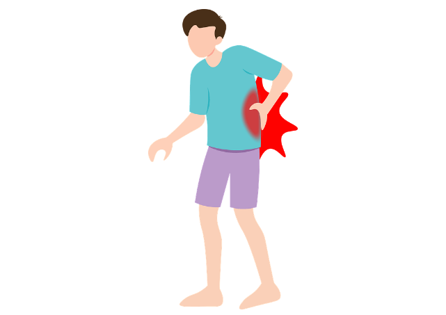 An illustration of a man with back pain