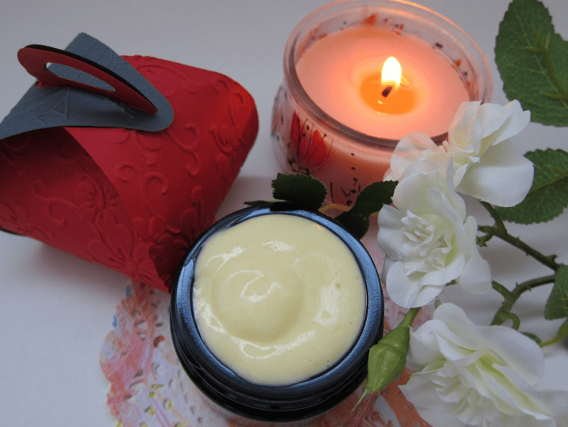 A natural facial cream on a jar