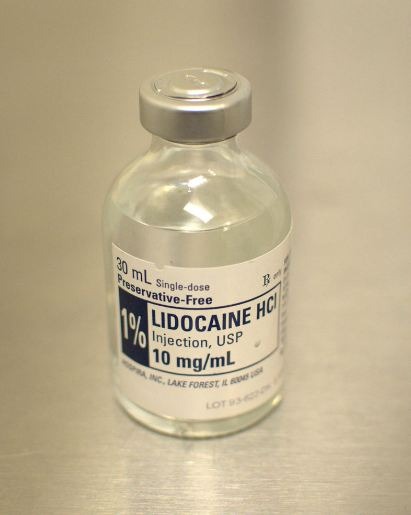 Lidocaine injection solution.